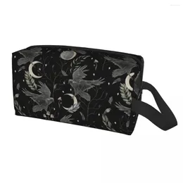 Cosmetische tassen Crow Moon Bag vrouwen schattige grote capaciteit Halloween Spooky Witch Makeup Case Beauty Storage Toiletry