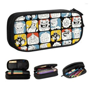 Sacs à cosmétiques Cuphead personnage équipe étuis à crayons pour garçon fille grande capacité Mugman jeu vidéo stylo boîte sac fournitures scolaires