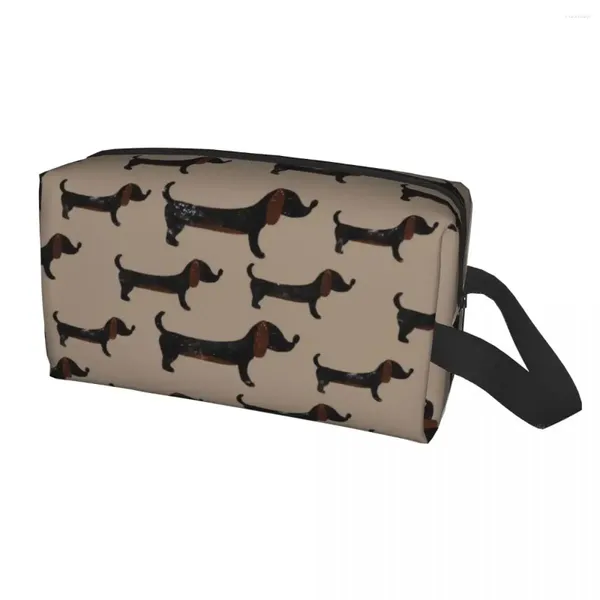 Bolsas de cosméticos personalizadas para amantes de los perros, bolsa de aseo para mujer, organizador de maquillaje de perro salchicha, caja de Kit Dopp de almacenamiento de belleza para mujer