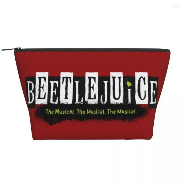 Sacs à cosmétiques Personnalisé Beetlejuice Trousse de toilette musicale Femmes Halloween Tim Burton Organisateur de maquillage Dames Beauté Stockage Dopp Kit Boîte