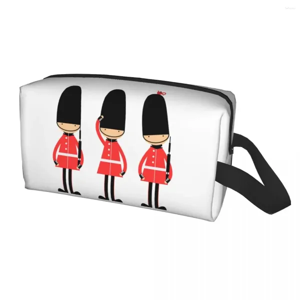 Bolsas de cosméticos con dibujos animados personalizados para mujer, bolsa de viaje de soldados británicos, Reino Unido, Londres, organizador de maquillaje, almacenamiento de belleza, kit Dopp