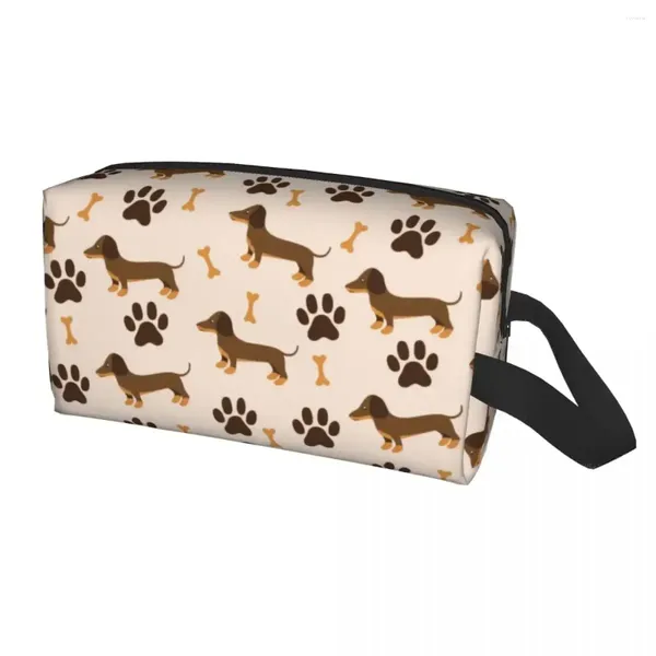 Bolsas cosméticas Bolsa de aseo para perros de salchicha de salchicha personalizado para mujeres Amantes de cachorros de animales Organizador de maquillaje de maquillaje Dopp Kit Dopp Kit