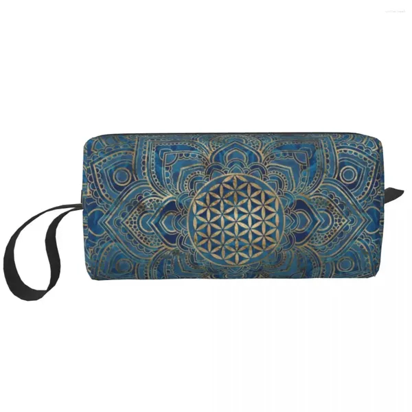 Sacs cosmétiques Fleur de vie personnalisée dans Lotus Mandala Toitrage Sac Femme Bouddhisme Organisateur de maquillage Ladies Beauty Storage Dopp Kit Box