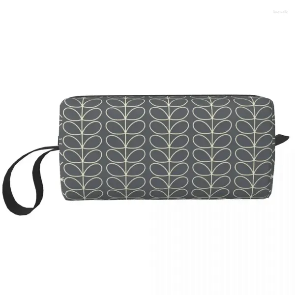 Sacs à cosmétiques Tige linéaire personnalisée Cool Grey Orla Kiely Modèle Sac de voyage Femmes Maquillage Organisateur de toilette Lady Beauty Storage Dopp Kit