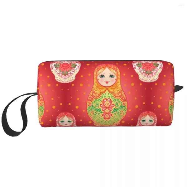 Sacs de cosmétique Custom Russian Doll Babushka Matryoshka Travel Sac Femme Femme Organisateur de toilette Madies Beaucoup de beauté Dopp Kit