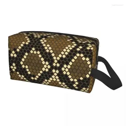 Sacs à cosmétiques Sac de voyage personnalisé imprimé peau de serpent pour femmes Texture peau de serpent maquillage organisateur de toilette dames beauté stockage Dopp Kit