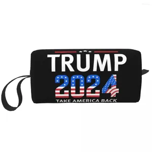 Sacs de cosmétique Custom Trump 2024 Sac de toilette Femmes USA Flag Makeup Organisateur Lady Beauty Storage Dopp Kit Box