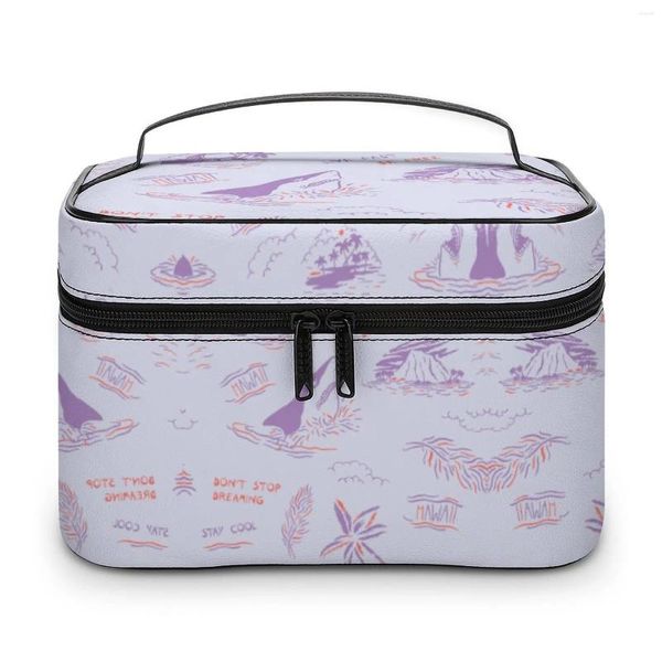 Sacs cosmétiques Sac de maquillage à motif personnalisé Femmes de voyage en plein air Femmes de toilette à imprimé violet Lavage de rangement