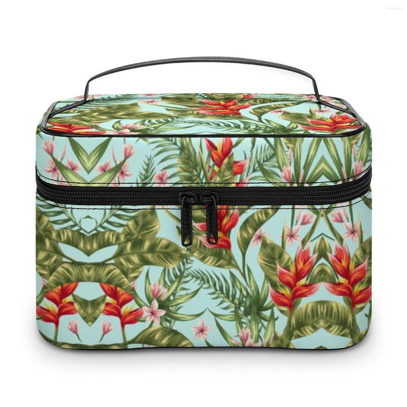 Cosmetic Bags Customized Pattern Makeup Bag Outdoor Travel Women Multifunction Tropical Forest Style Wash