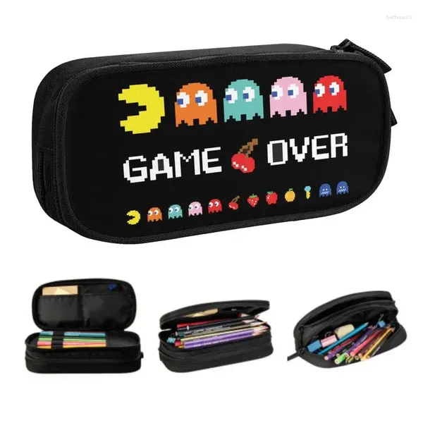 Bolsas cosméticas Juego de arcade vintage personalizado sobre Kawaii Casos de lápices Girl Boy Gran capacidad Bolsa Establecimiento de papelería