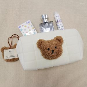 Cosmetische tassen schattige beer baby make -up draagbare herbruikbare katoenen tas ins kids make -up zakje toiletiek