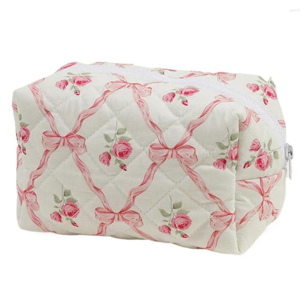 Sacs de cosmétiques Sac de rangement Organisateur de maquillage floral mignon avec coton Cotton Coundte Sare pour femmes et filles