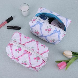 Cosmetische tassen schattige boog bloemen toilettas tas met rits make -up organisator opslagcase voor vrouwelijke meisjes