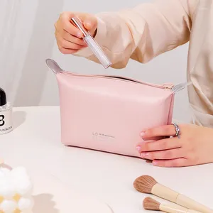 Cosmetische tassen schattige snoepkleurtas zoete dame pu handtas vrouwen reizen kleine toilettas kit waterdichte make -up