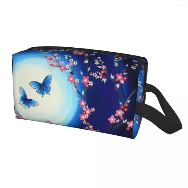 Bolsas cosméticas lindas flores japonesas mariposas