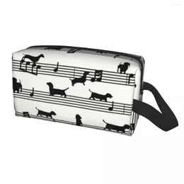 Sacs de cosmétiques mignonnes notes de musique dckechshund Sac de toilette Femmes Wiener Badger Sausage Dog Makeup Organizer Kit de rangement de beauté