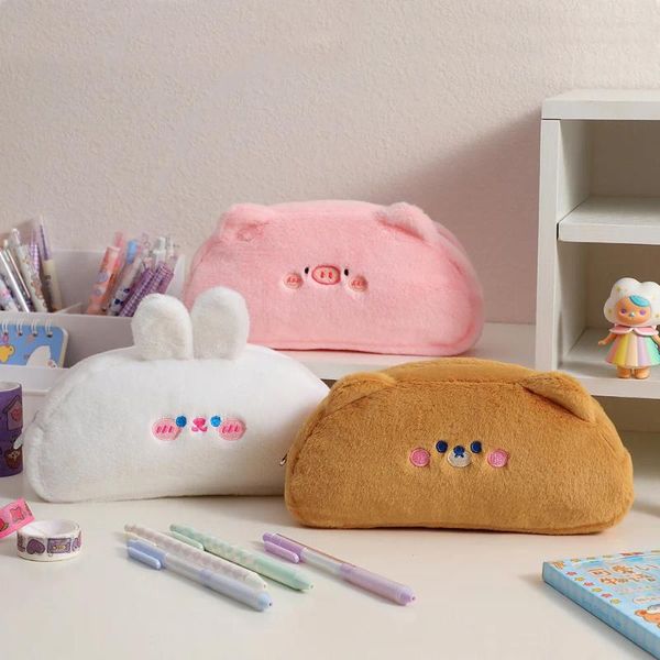 Sacs à cosmétiques mignon sac de maquillage en peluche Kawaii grande capacité Portable rouge à lèvres crayon à sourcils organisateur stockage multifonctionnel