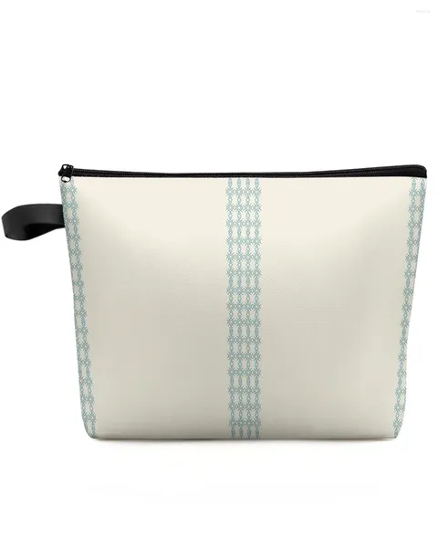 Sacs cosmétiques Cyan Minimaliste Bohemian Style Makeup Sac Sac de voyage Voyage Essentiels Dame Femmes Toilet Organisateur de rangement Étui crayon