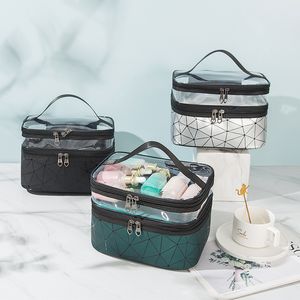 Sacs à cosmétiques de styliste en PU, sac de beauté de marque de luxe, boîte de rangement de maquillage à motif écossais de grande capacité pour voyage pour femmes et filles