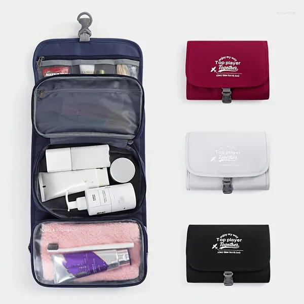 Bolsas de cosméticos Bolsa de aseo colgante de viaje desmontable para hombres y mujeres Neceser de maquillaje necesario Estuches de tocador de belleza Organizador Bolsa de almacenamiento de accesorios