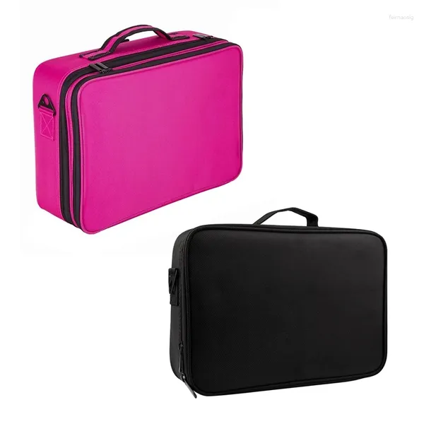 Bolsas de cosméticos DOME Estuche de maquillaje de gran capacidad Organizador de 3 capas Bolsa de cepillo Caja de artista de tren para rizador de cabello S