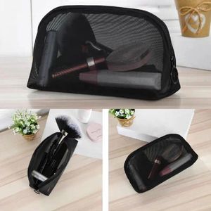 Sacs de cosmétiques Double couche Black Rangement Sac en nylon Mesh Articles de toilette Produits de soin triage Sacchage de maquillage pour femmes