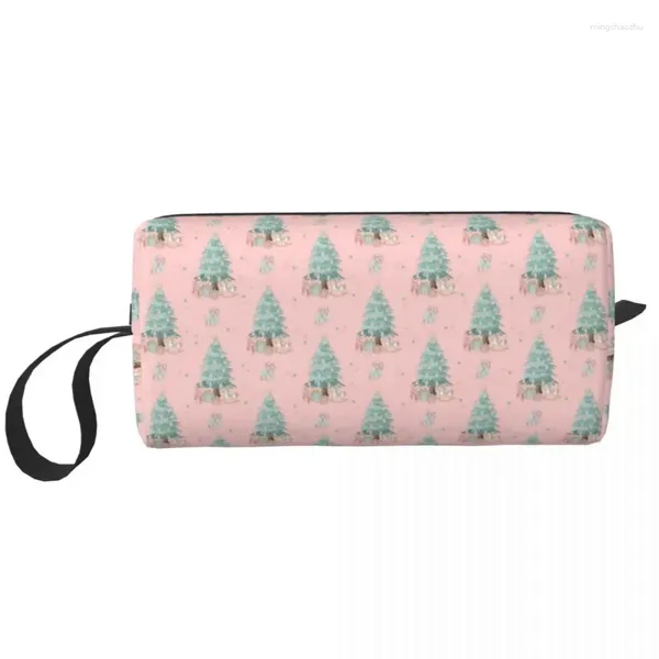 Sacs à cosmétiques Élégant Casse-Noisette Arbres de Noël avec sac de voyage rose bonbon Organisateur de maquillage de toilette Kit de rangement de beauté pour dames