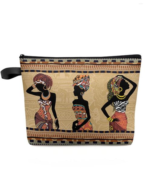 Bolsas cosméticas estilo étnico mujeres africanas bolsas de maquillaje negros bolsa de viaje de viaje organizador de lápiz de almacenamiento