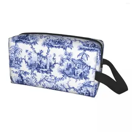 Sacs de cosmétique Fashion Blue et blanc Delft Chinoiserie Toile Travel Toitry Sac pour femmes Maquillage de maquillage Kit Dopp