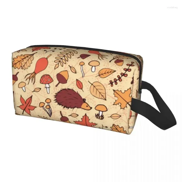 Sacs à cosmétiques mode mignon hérisson d'automne, trousse de toilette de voyage pour femmes, organisateur de maquillage Animal, Kit de rangement de beauté Dopp