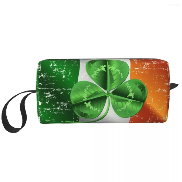 Bolsas cosméticas Fashion Irish Shamrock Irlanda Flagal Bolsía de viaje Bolsas Mujeres de St Patricks Organizador de maquillaje Beauty Storage Dopp Kit