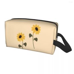 Cosmetische tassen mode zonnebloem esthetische reis toilettas tas voor vrouwen helianthus annuus make -up schoonheid opslag dopp kit