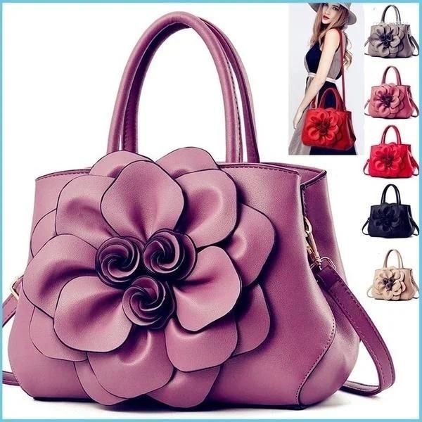 Cosmetic Bags Fashion Vintage Women Leather Handbag Hollow Out 3D Rose Flowers Casual Crossbody Shoulder Bag Party Purse