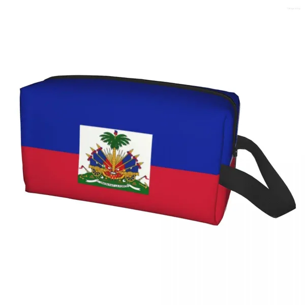 Bolsas de cosméticos Bandera de Haití Bolsa de maquillaje Mujeres Organizador de viaje Almacenamiento de moda Artículos de tocador