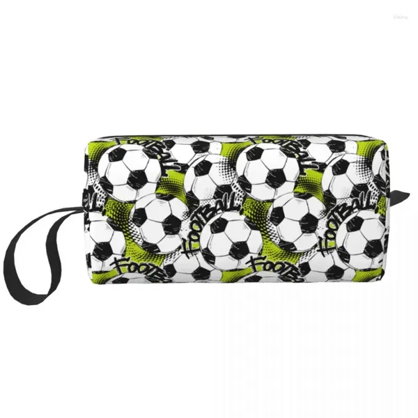 Bolsas de cosméticos Fútbol Deporte Pelotas Bolsa de fútbol para mujeres Maquillaje Viaje Resistente al agua Organizador de artículos de tocador Merch