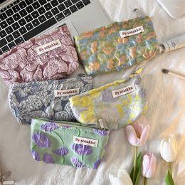 Bolsas de cosméticos FUDEAM, bolsa con cierre Floral de lona para mujer, lápices labiales, artículos de tocador, organizador de almacenamiento, maquillaje de viaje, bolsa para lápices de cejas para mujer