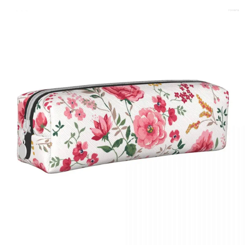 Cosmetische tassen Leuk Trendy Naadloze Bloemen Etuis Roze Bloemen Etuis Pennenhouder Student Schoolbenodigdheden Cadeau Briefpapier