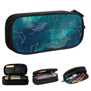 Sacs cosmétiques Galaxy Whale Stars Night Sky Cur crayon Space Fantasy Crayer Cases Holder Kids Large Storage School Stationery