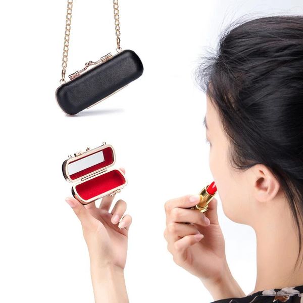 Bolsas cosméticas mini cadena de cuero Crossbody para mujeres dama moda pequeña bolsa de maquillaje chicas portátiles lápiz labial