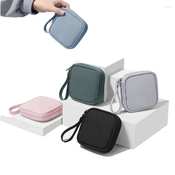 Bolsas de cosméticos para niñas, servilleta sanitaria, bolsa de cuero PU, bolsa de almacenamiento de tampones, maquillaje portátil, lápiz labial, llave, auriculares, Cables de datos, viaje