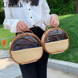 Sacs de cosmétiques Grass tisser les femmes portables Toitrage avec fermeture à glissière portable multifonctionnel pour les sacs à main décontractés cadeaux de vacances