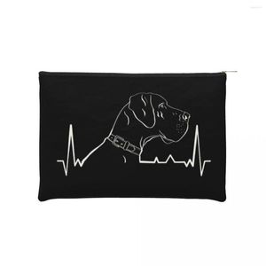 Sacs à cosmétiques Trousse de toilette Great Dane Heartbeat Portable Mastiff allemand Deutsche Dogge Organisateur de maquillage Rangement de beauté Dopp Kit Box