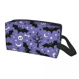 Cosmetische tassen Halloween Spooky Bats Skull toilettas tas