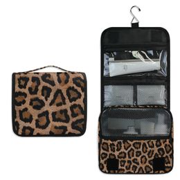 Bolsas de cosméticos Bolsa de aseo de viaje colgante Estampado de leopardo Estuche de maquillaje Bolsa de cosméticos Gran capacidad Plegable Portátil Bolsa de almacenamiento de lavado Organizador 230808