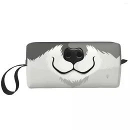 Sacs à cosmétiques Happy Husky Dog, sac pour femmes, Kawaii, grande capacité, étui de maquillage amusant pour animaux de compagnie, rangement de beauté, Kit de toilette Dopp, boîte