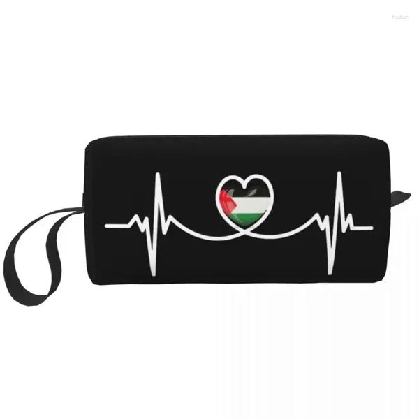 Bolsas de cosméticos Heart Beat Palestina Maquillaje Palestino Bolsa de Gran Capacidad Elegante Estuche Organizador de Viaje