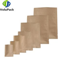 Sacs à cosmétiques de haute qualité 14C d'épaisseur Sacs d'emballage en papier kraft écologiques Sacs thermoscellés à dessus ouvert Sacs de stockage en papier d'aluminium Mylar 230726