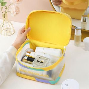 Bolsas de cosméticos de alta calidad, transparentes, de gran capacidad, impermeables, organizador de viaje, bolsa de maquillaje, estuches de maquillaje transparentes de PVC