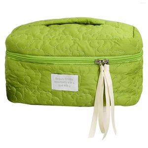 Sacs à cosmétiques, sac matelassé pour Salon de maison, pochette de maquillage avec fermeture éclair, poignée Portable, lavable, solide, grande capacité, voyage, étanche