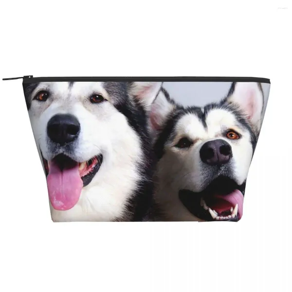 Sacs à cosmétiques Husky Trapézoïdal Portable Maquillage Sac de rangement quotidien Étui pour bijoux de toilette de voyage